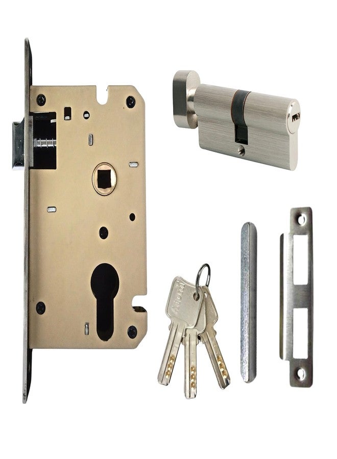 Atom Heavy Duty Mortise Door Lock with One Sided Key for Bedroom, Living Room, Main Door, Brass Antique Finish | 3 Keys | Lockset for House Hotel Office(O49CYOSK) - Image 3